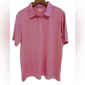 Michel Rouen Red & White Stripe Short Sleeve Men’s Golf Polo
